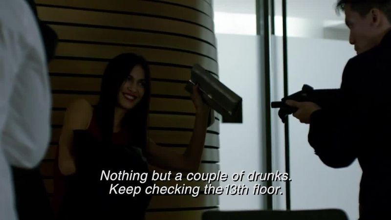 Nothing but a couple drunks. Keep checking the 13th floor