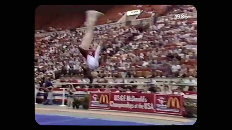 Now watch her face after this tumbling pass. She's hurt her ankle