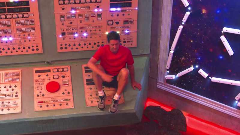 Oh, no. David looking very tempted by that big red button