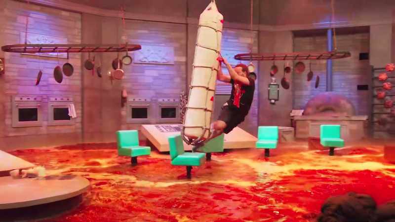 Oh, Steven pushes off the stool for extra momentum