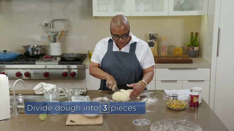 Okay. Cut the dough in thirds