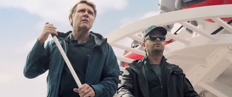 We have a shark cage and spearguns on boardIf we can shoot the megin a soft spot like it's mouth or gillswe can inject it with something lethalWhoa Whoa whoaIt's gonna take at least 20 minutes to rig