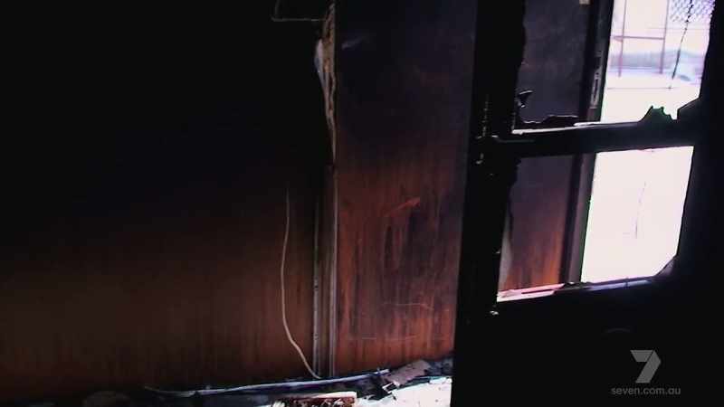 On entry, that hallway was extensively burnt