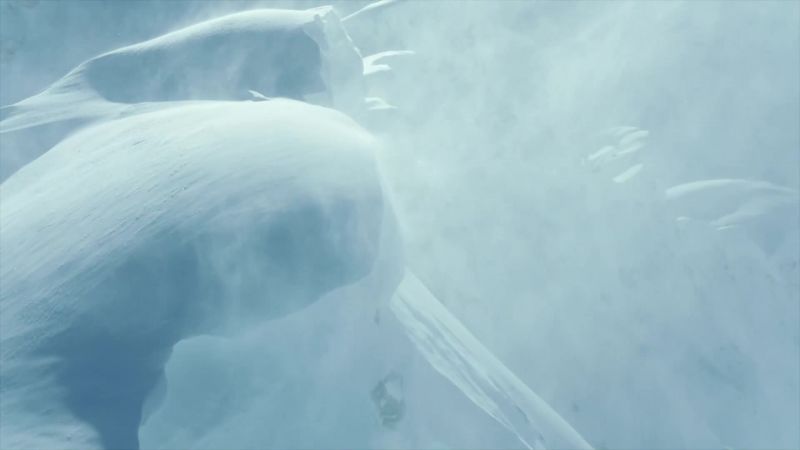 On the high ridges, wind driven snow has created