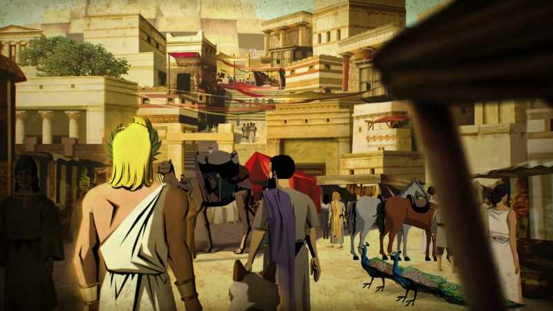 One day, while strolling the bustling streets of Troy