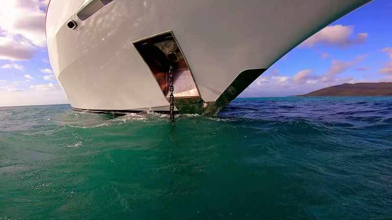 One shackle at the waterline, one shackle