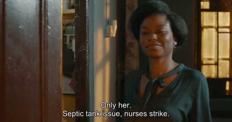 Only her. Septic tank issue, nurses strike