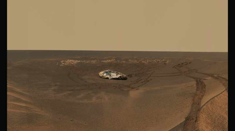 Opportunity is turning our camera back on this tiny little shallow crater