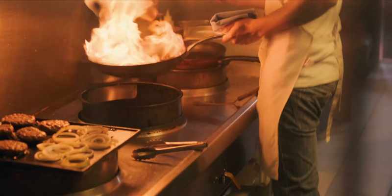 [pan sizzling]