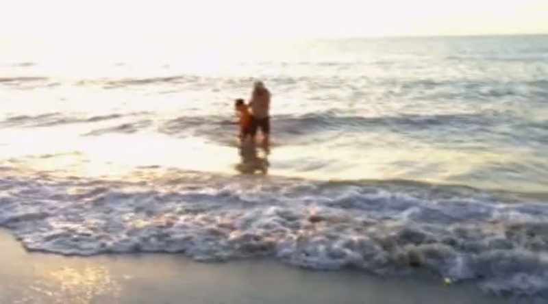 Patrick and his son make it to the beach