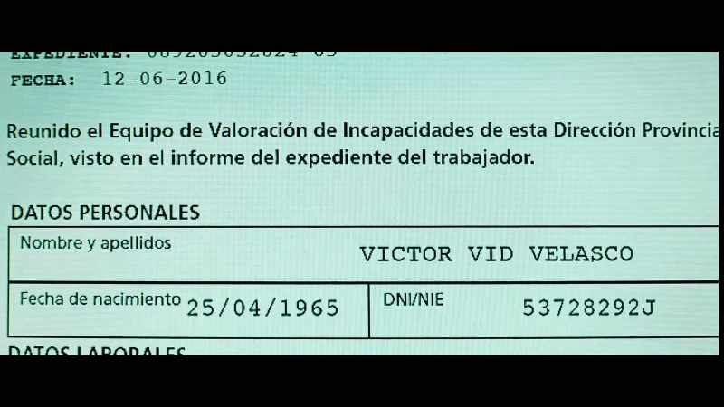PERMANENT DISABILITY VÍCTOR VID VELASCO