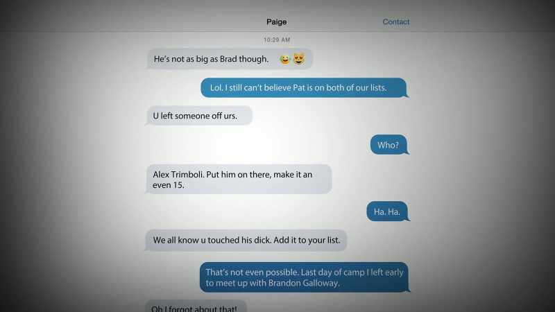 [Peter] It's an iMessage conversation between Sara Pearson and Paige Davidson