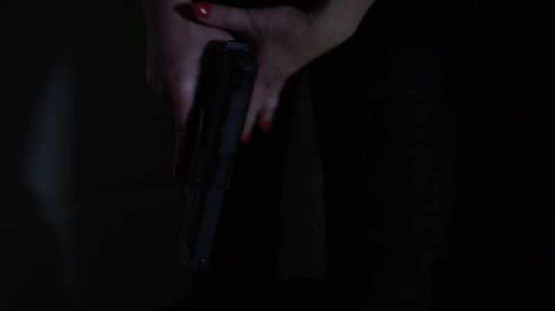 [pistol cocking]