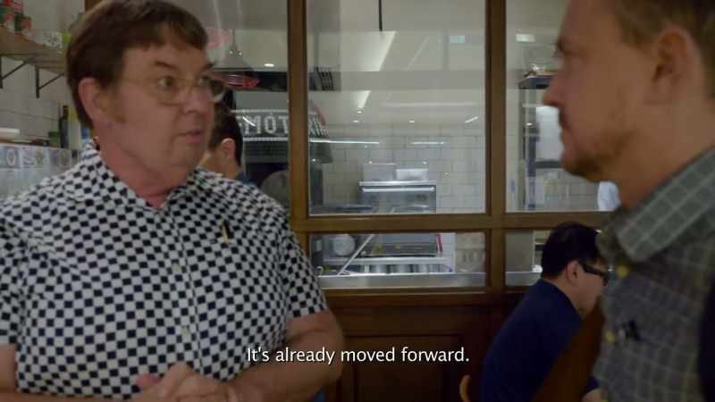 (pizzeria chatter)
