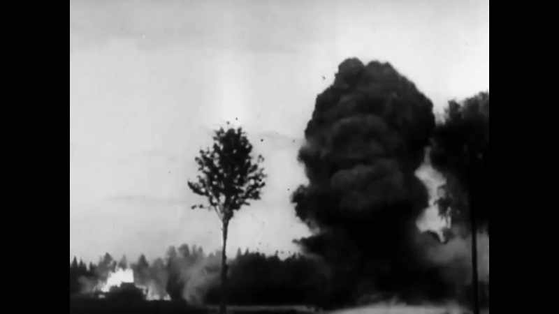 (plane buzzing) (bomb exploding)