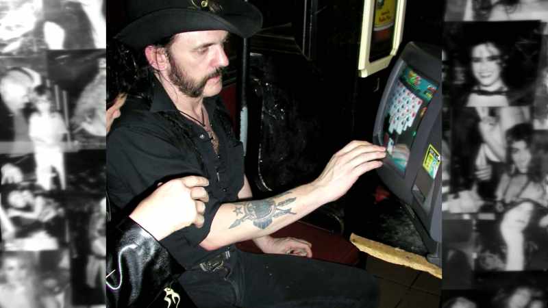 Plays the machine on the bar, that's all he does