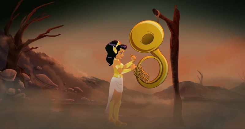 (plays tuba) -(ship horn blaring)