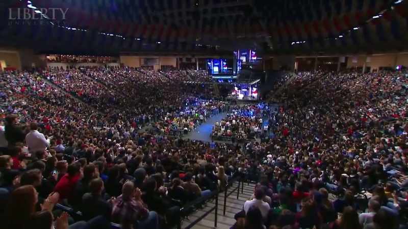 Please welcome back to Liberty University, Mr. Donald Trump