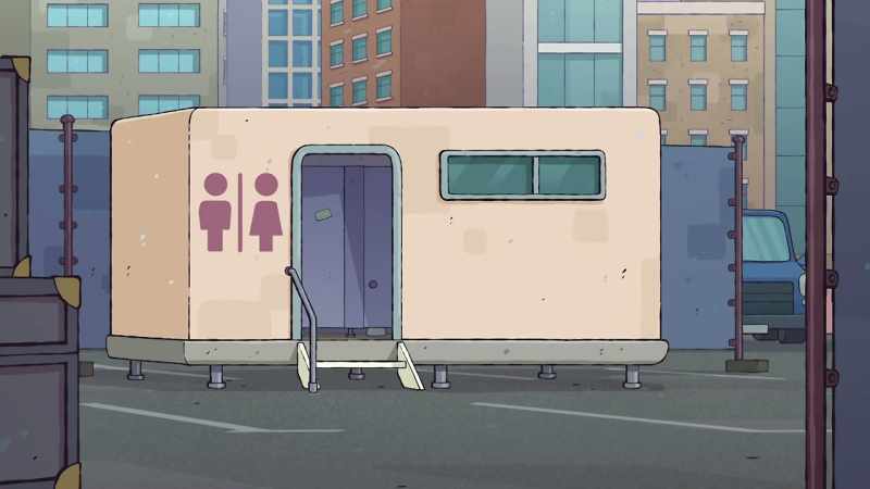 PONY: Come on, come on! Where's the bathroom?