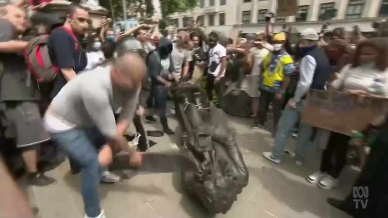 Protesters demanded they be torn down