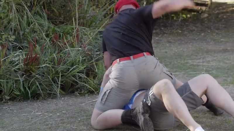(punches landing)