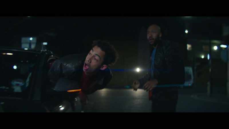 Put your hands on the car.