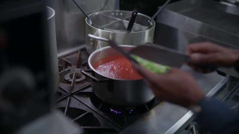 Put the tomatoes in the sauce