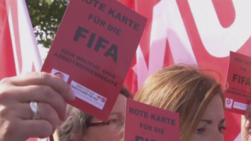 RED CARD FOR FIFA NO WORLD CUP WITHOUT WORKERS' RIGHTS