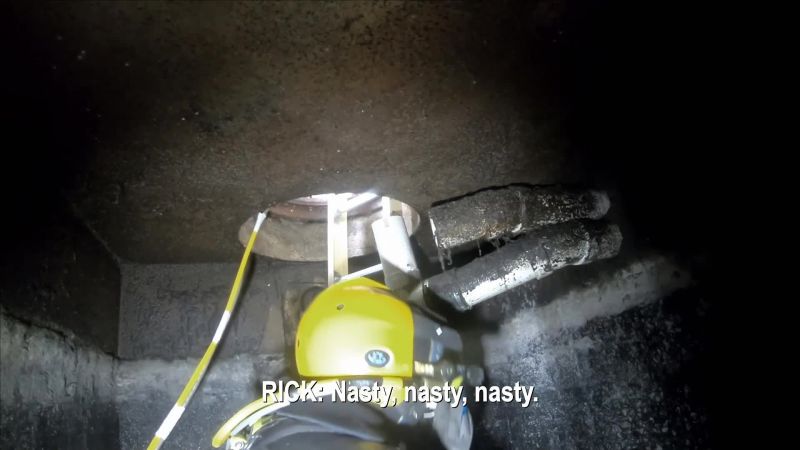 Rick starts with the pipe that drains all the runoff