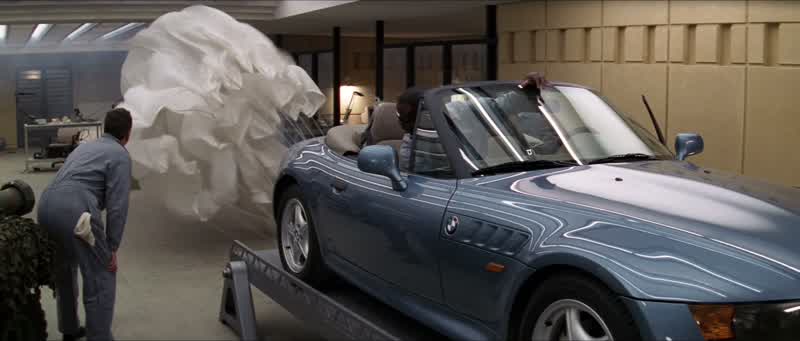 Right Now pay attention 007First your new carBMW Agile five forward gears all points radarSelf destruct system And naturally all the usual refinementsNow this I'm particularly proud ofBehind the