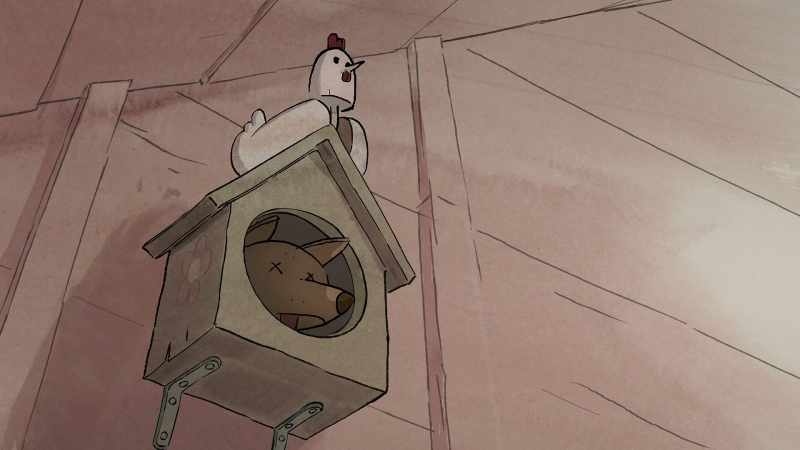 [Ringing and crowing]