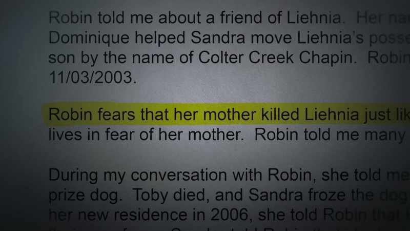 [Robin] I was able to talk to, um, the cops and I told them that
