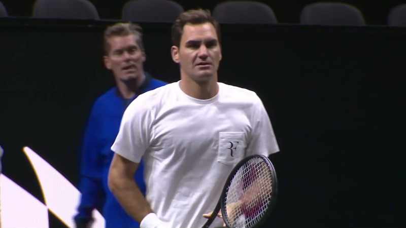 Roger Federer on a court for a final time