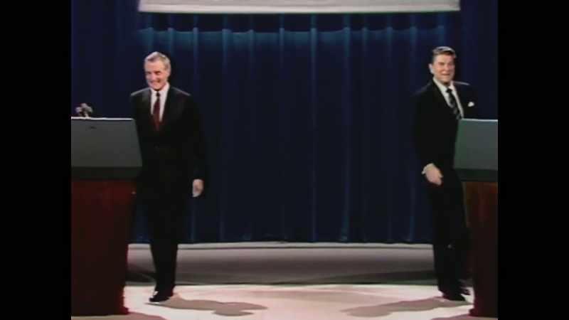 [Ron Reagan] Famously, his first debate