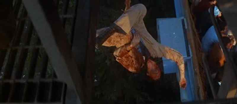 Roy's down. He's been hit. He's hanging from the line up here