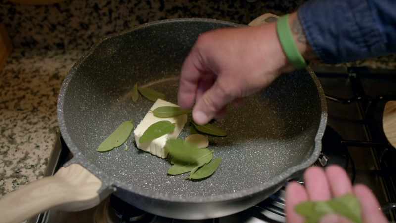 Sage here, with the butter and with the garlic