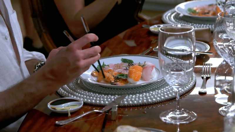 Salmon and local red snapper sashimi and nigiri