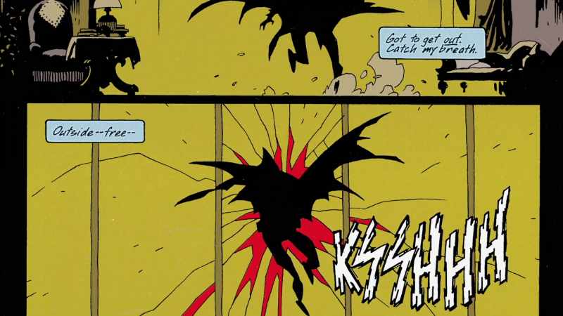 Sanctum. Batman in a graveyard, falls into the grave