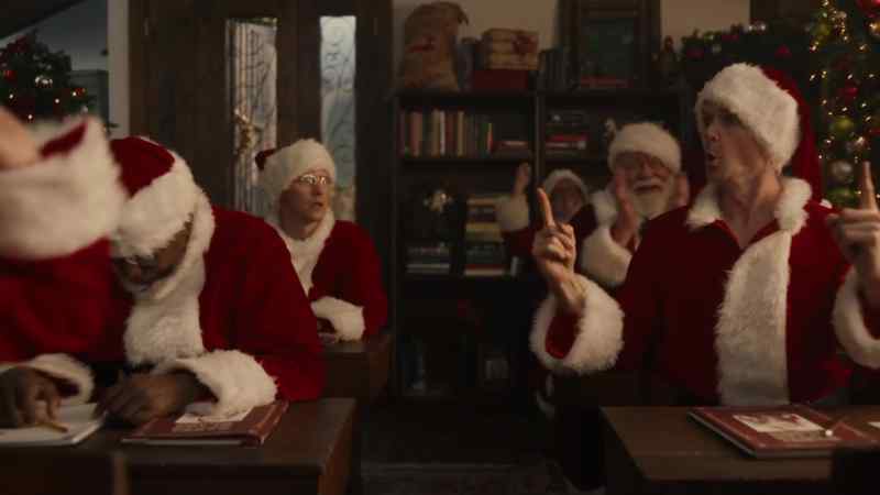 (Santas cheering)