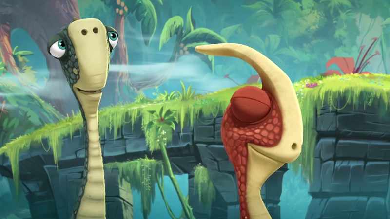 (SARCASTICALLY) Two big dinos showing off? What could possibly go wrong?