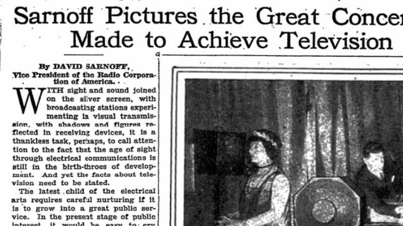 Sarnoff pens an op ed about television