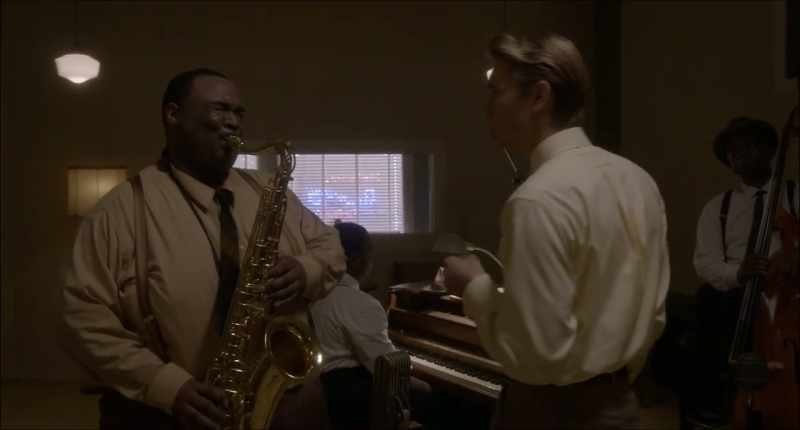 (saxophone playing)