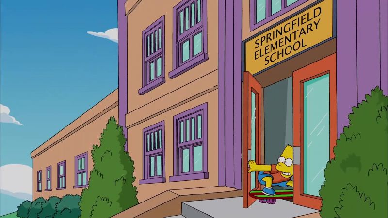 (school bell ringing)
