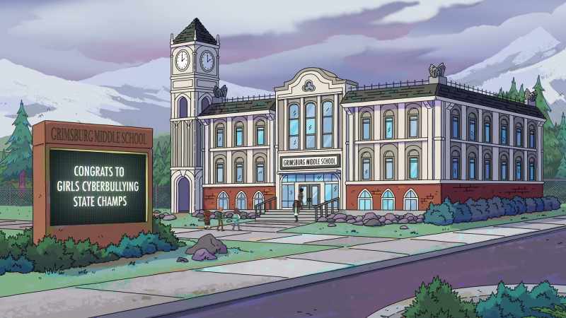 [school bell rings]