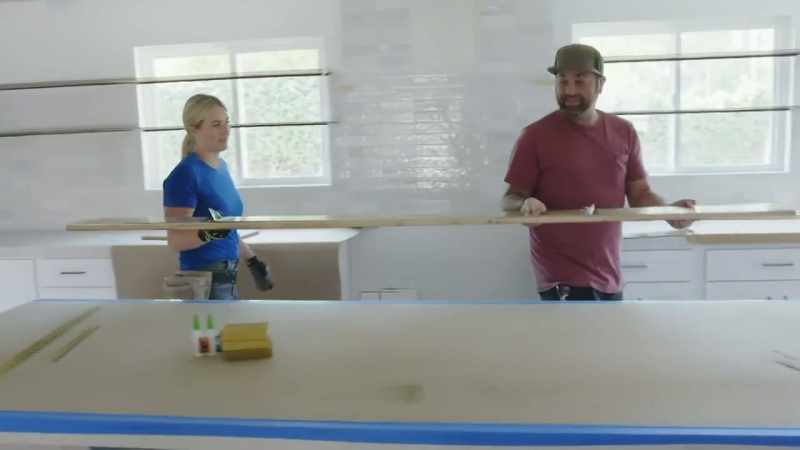 Scott and I are installing a brass toe kick on this island