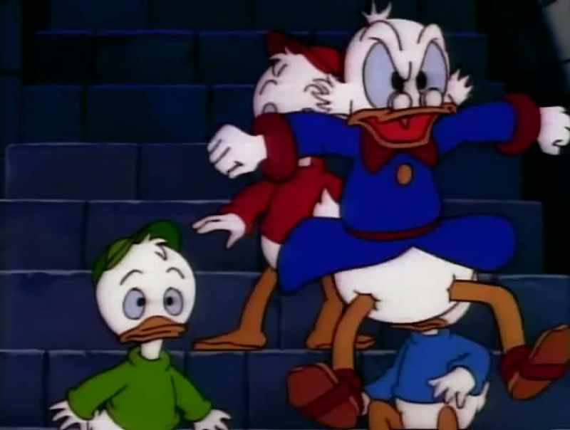 Scrooge, still in the lead on the 17th hole