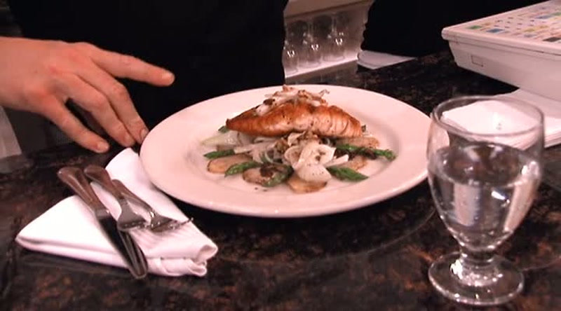 Seared salmon with ginger-balsamic drizzle