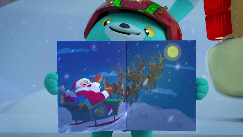 See? Santa has flying reindeer and sleigh!