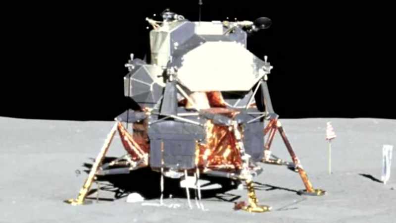 Seen from a distance, LEM looks like a technological marvel
