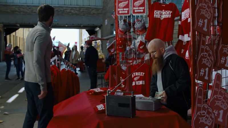 Sends it rink wide. Dylan Larkin